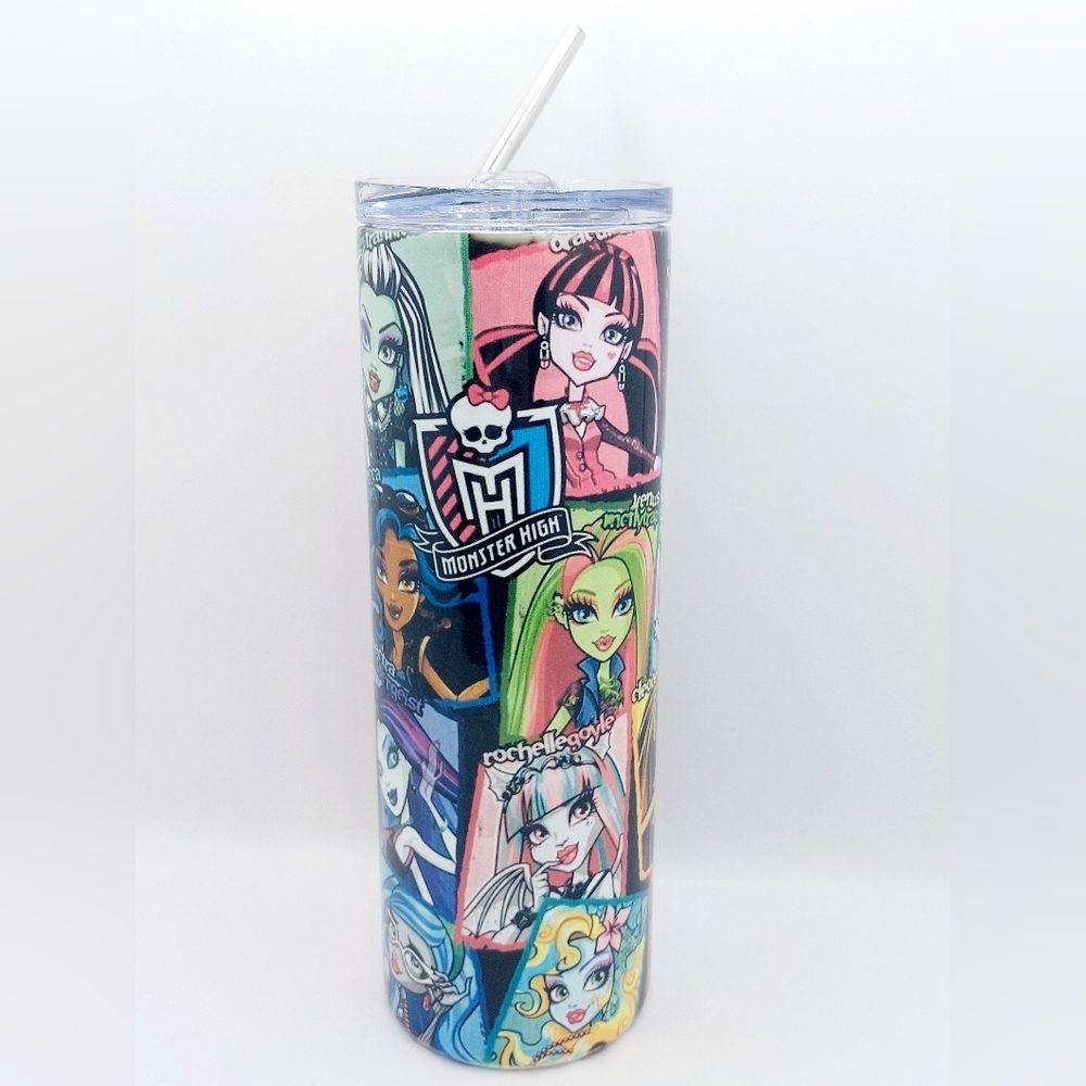 18.5 oz Custom Monster High Inspired "Olivia" tumbler with metal straw